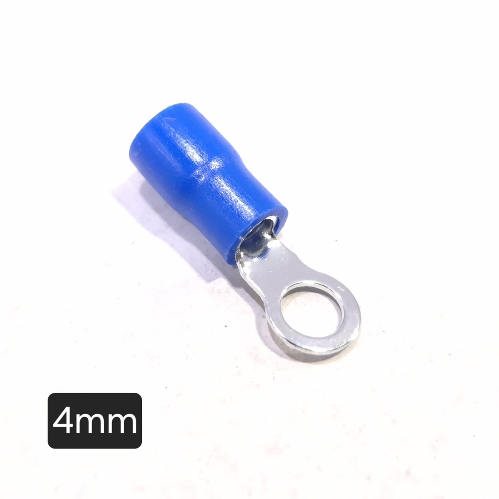 Blue M4 Ring Terminals Partially Insulated